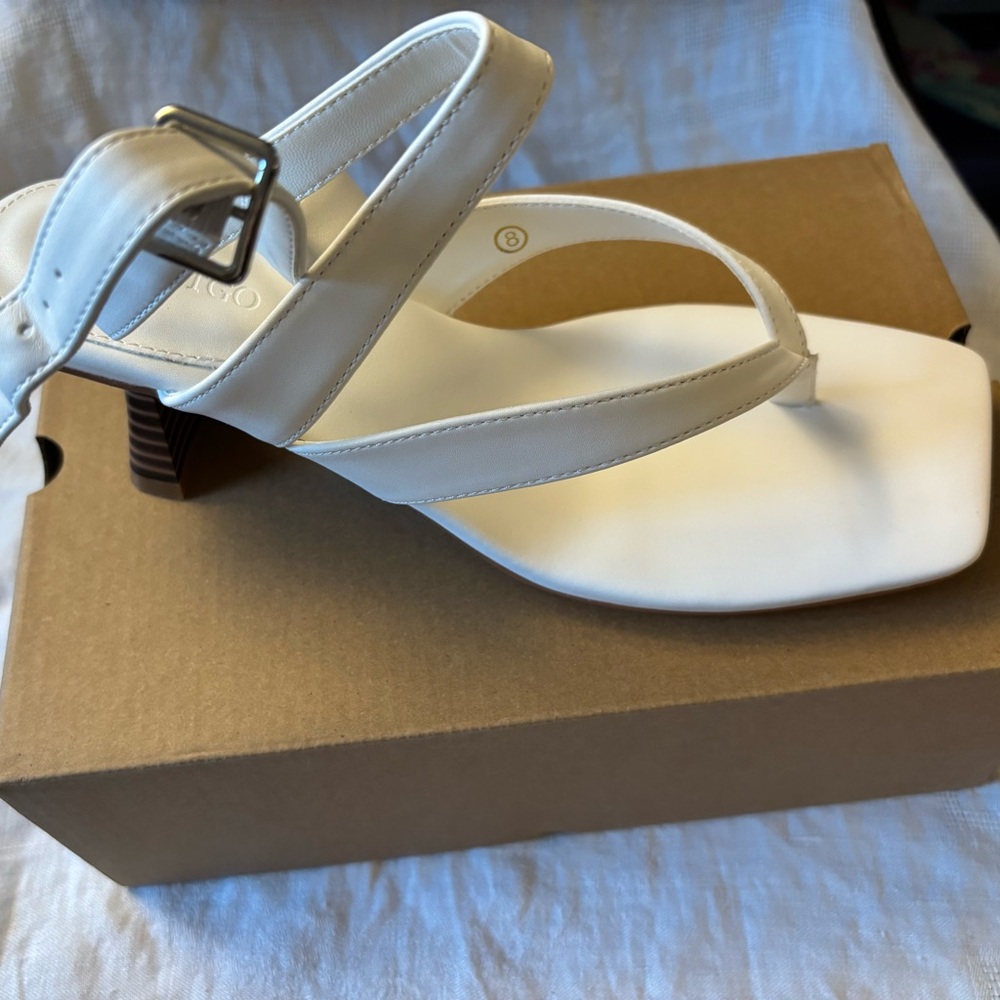 White Strappy Mid-Heel Sandals - Women NEW size 8